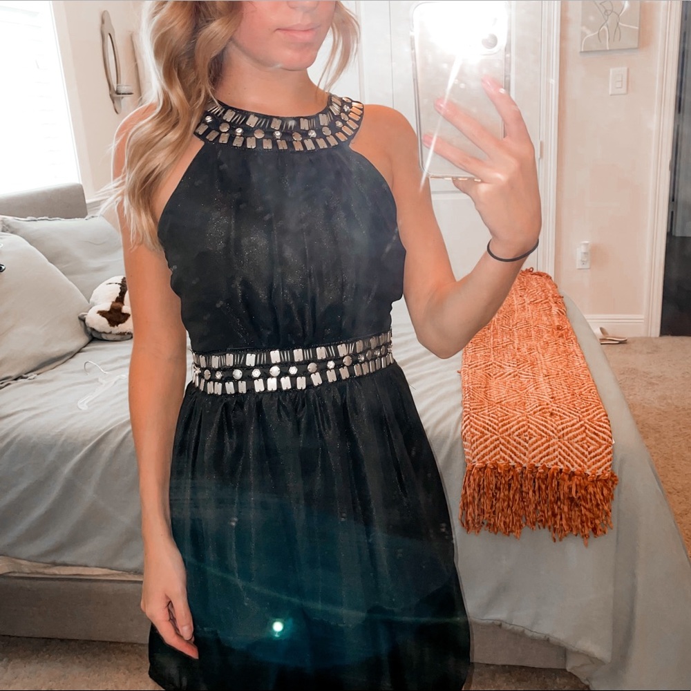 Studded Black Skater Dress